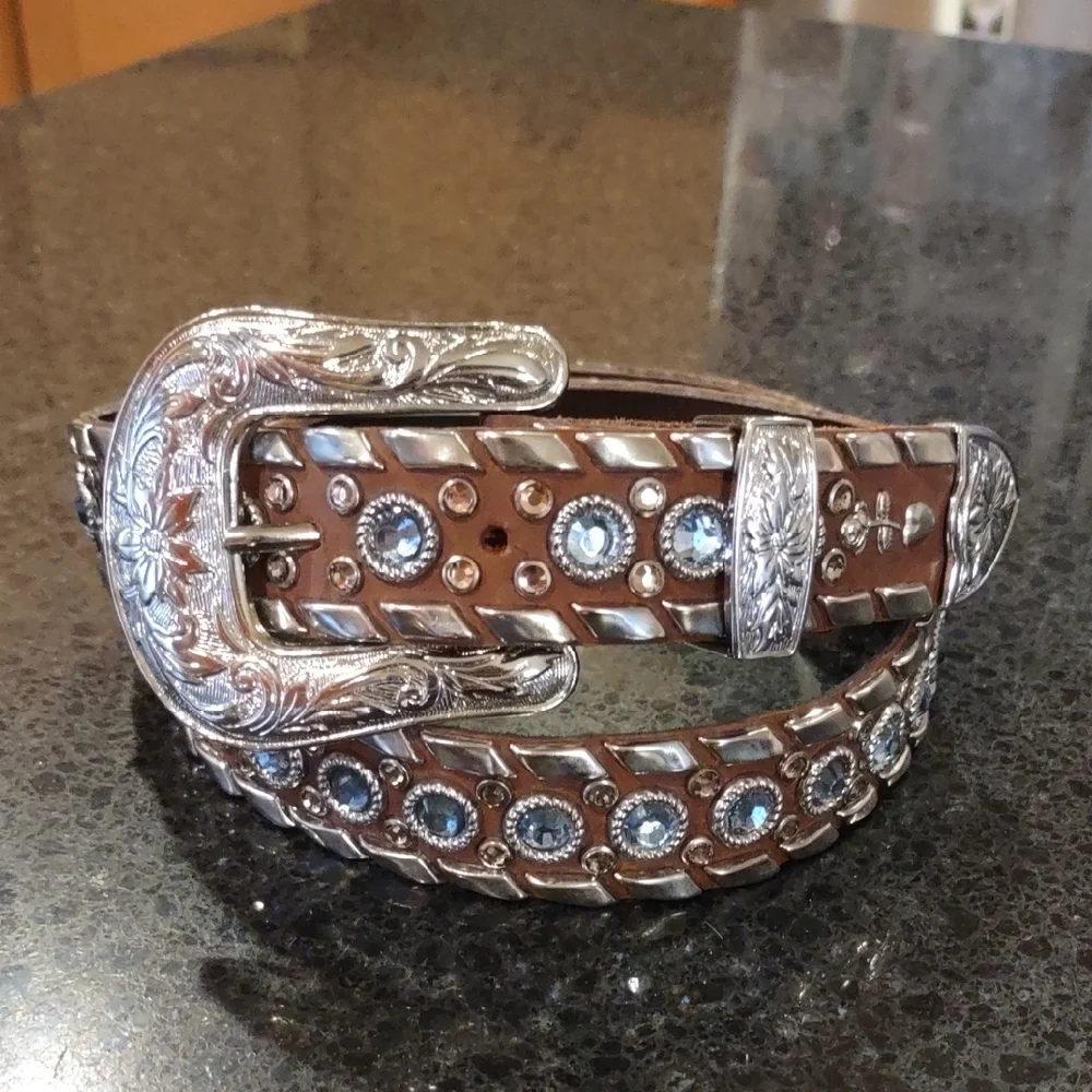 KIPPYS | Rhinestone Embellished Leather Cowgirl Formal Western Belt